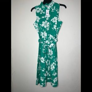 New green and white floral dress with tag size 4